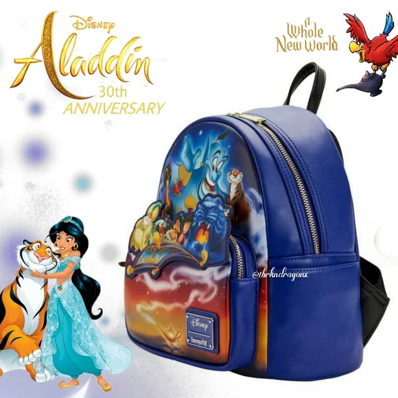NWT Disney Anniversary Limited Edition Loungefly Backpack & Wallet Set Aladdin - Picture 10 of 16